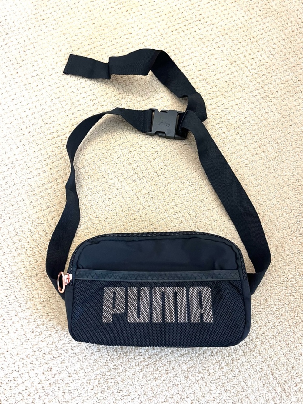 PUMA Icon 2.0 Black Belt Bag Rose Gold-Tone Hardwear